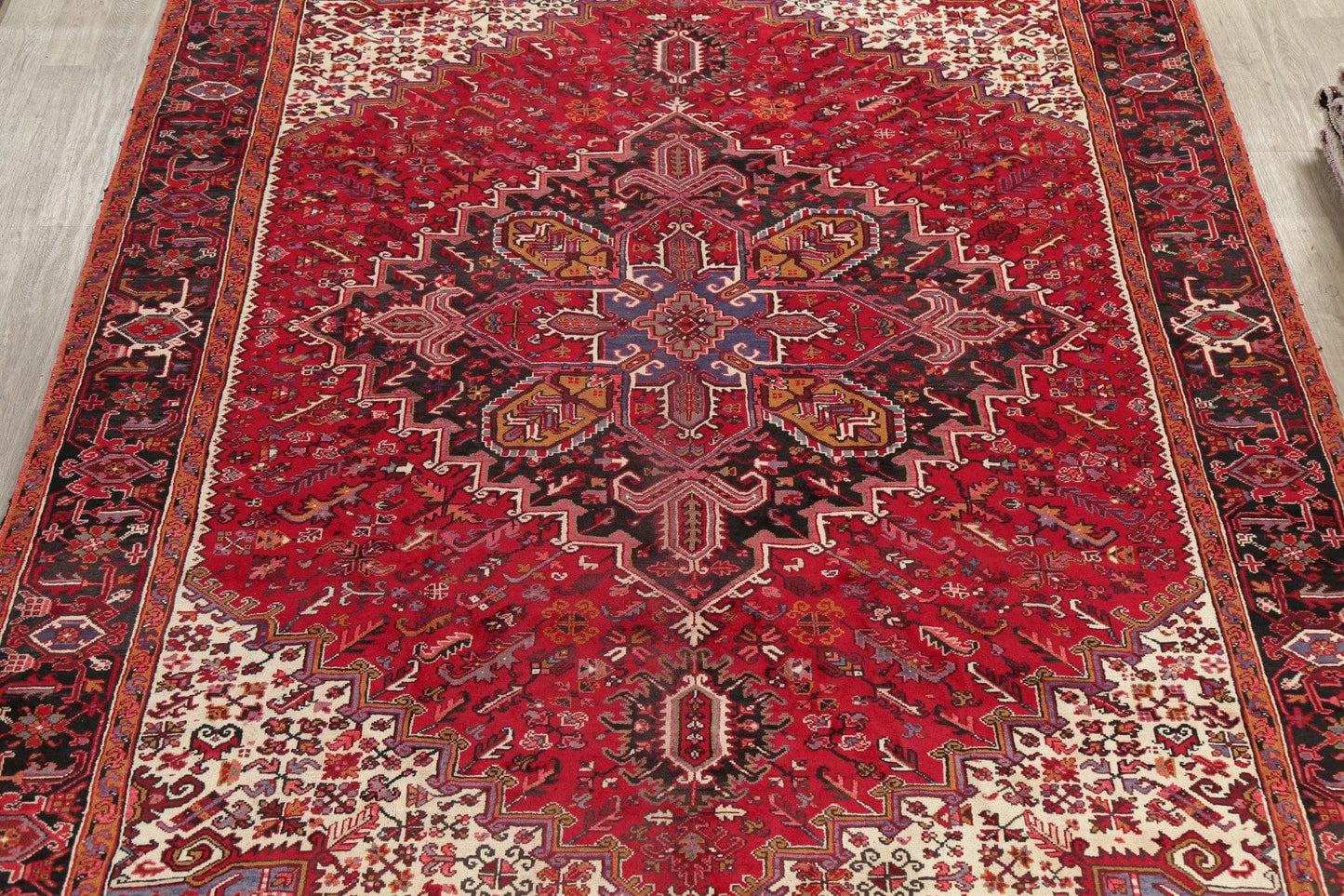 Geometric Red Heriz Persian Area Rug 10x13