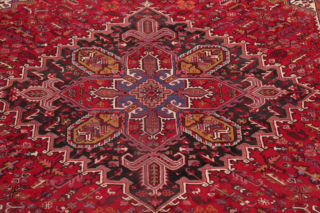 Geometric Red Heriz Persian Area Rug 10x13