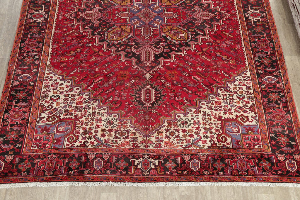 Geometric Red Heriz Persian Area Rug 10x13