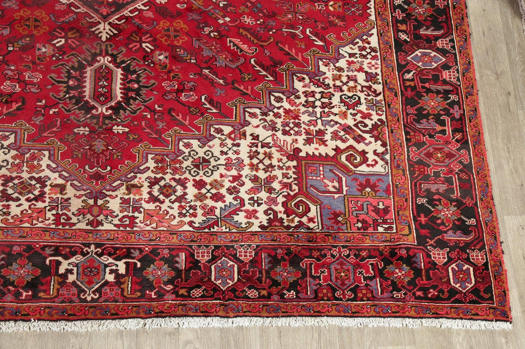 Geometric Red Heriz Persian Area Rug 10x13