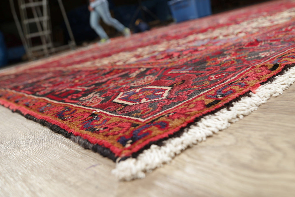 Geometric Red Heriz Persian Area Rug 10x13