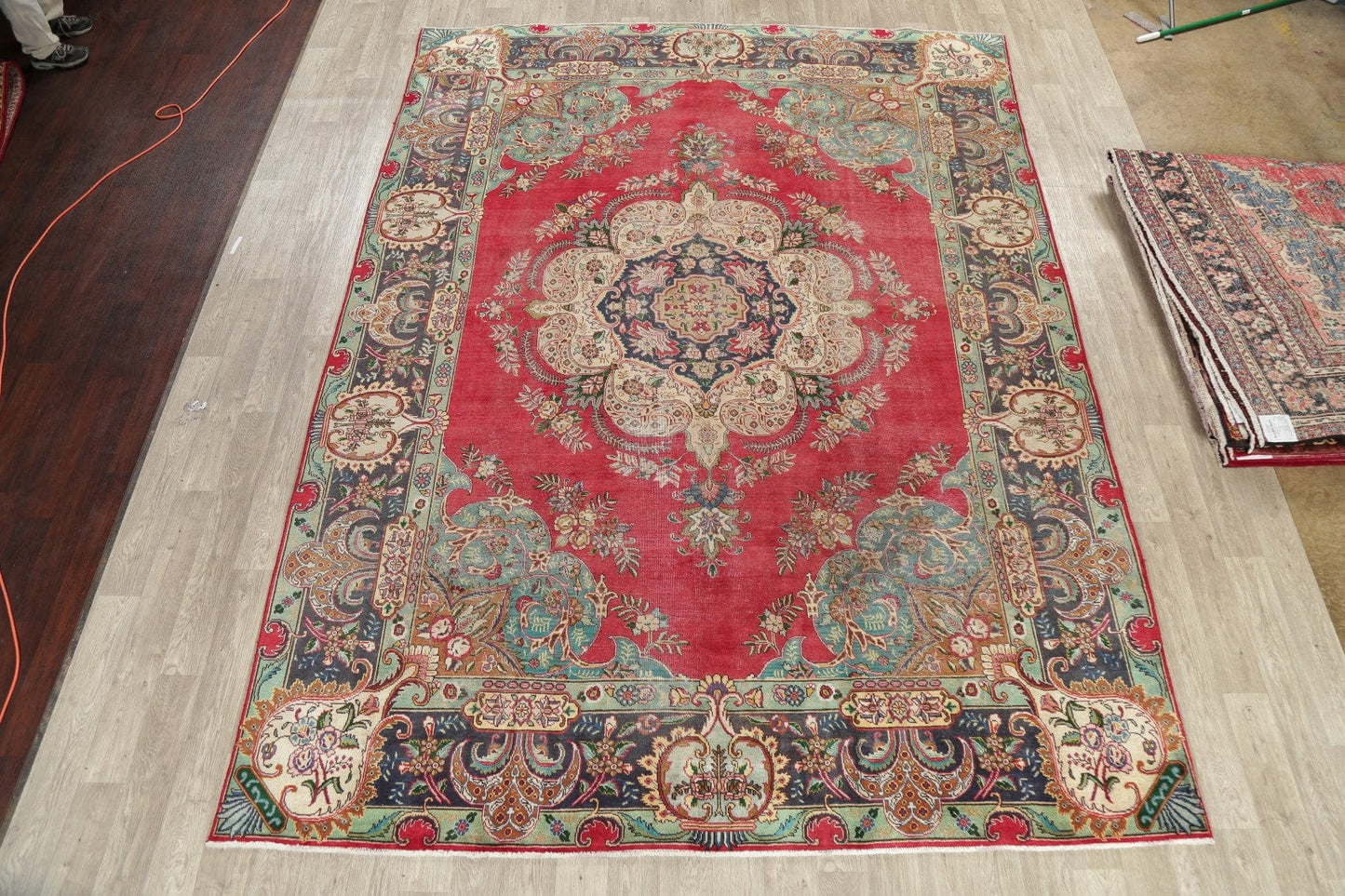 Vintage Floral Tabriz Persian Area Rug 10x13