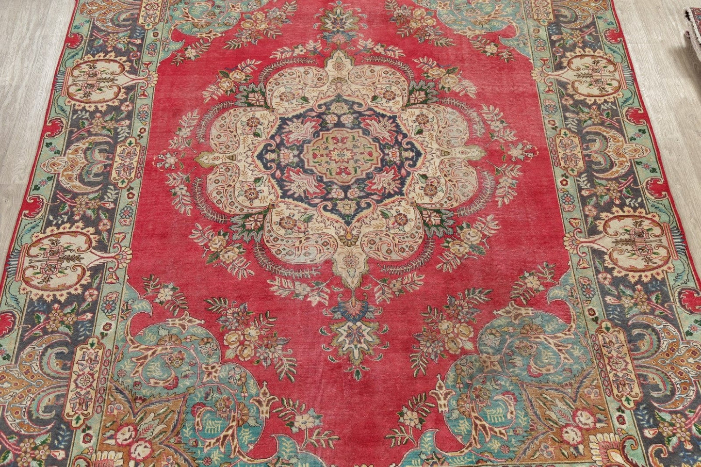 Vintage Floral Tabriz Persian Area Rug 10x13