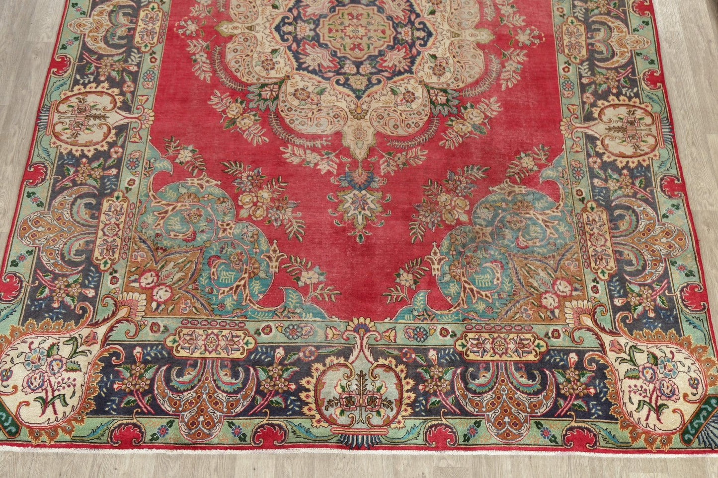 Vintage Floral Tabriz Persian Area Rug 10x13