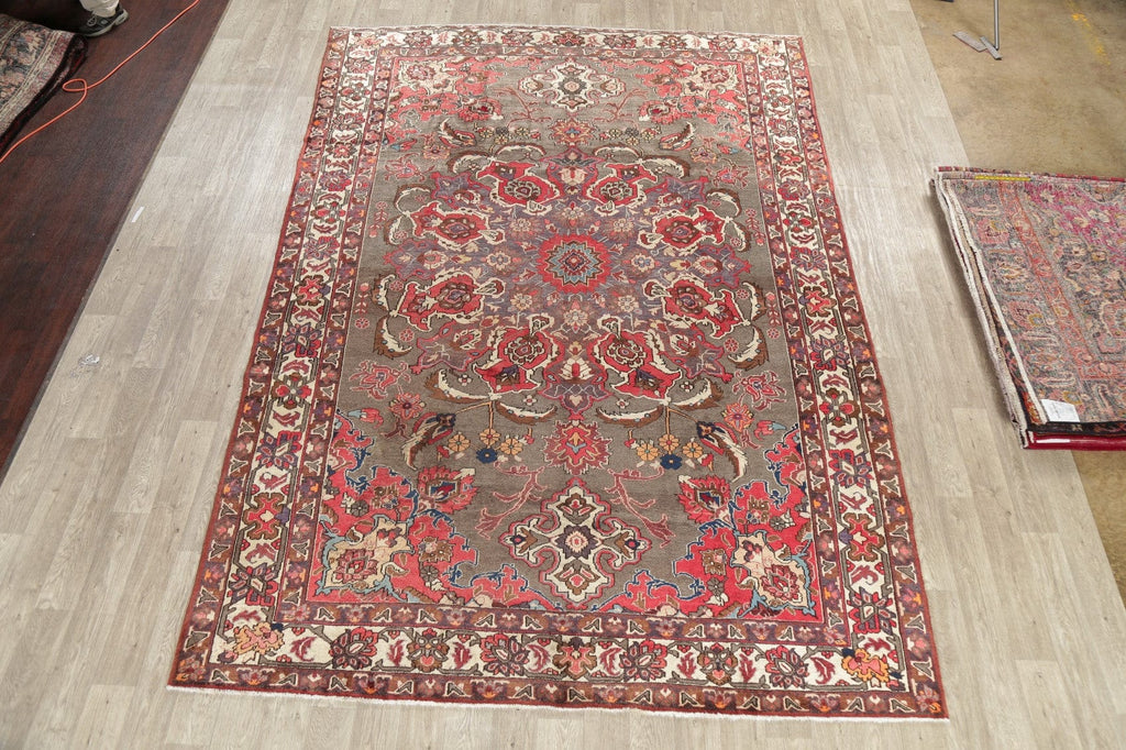 Vintage Brown Bakhtiari Persian Area Rug 8x12