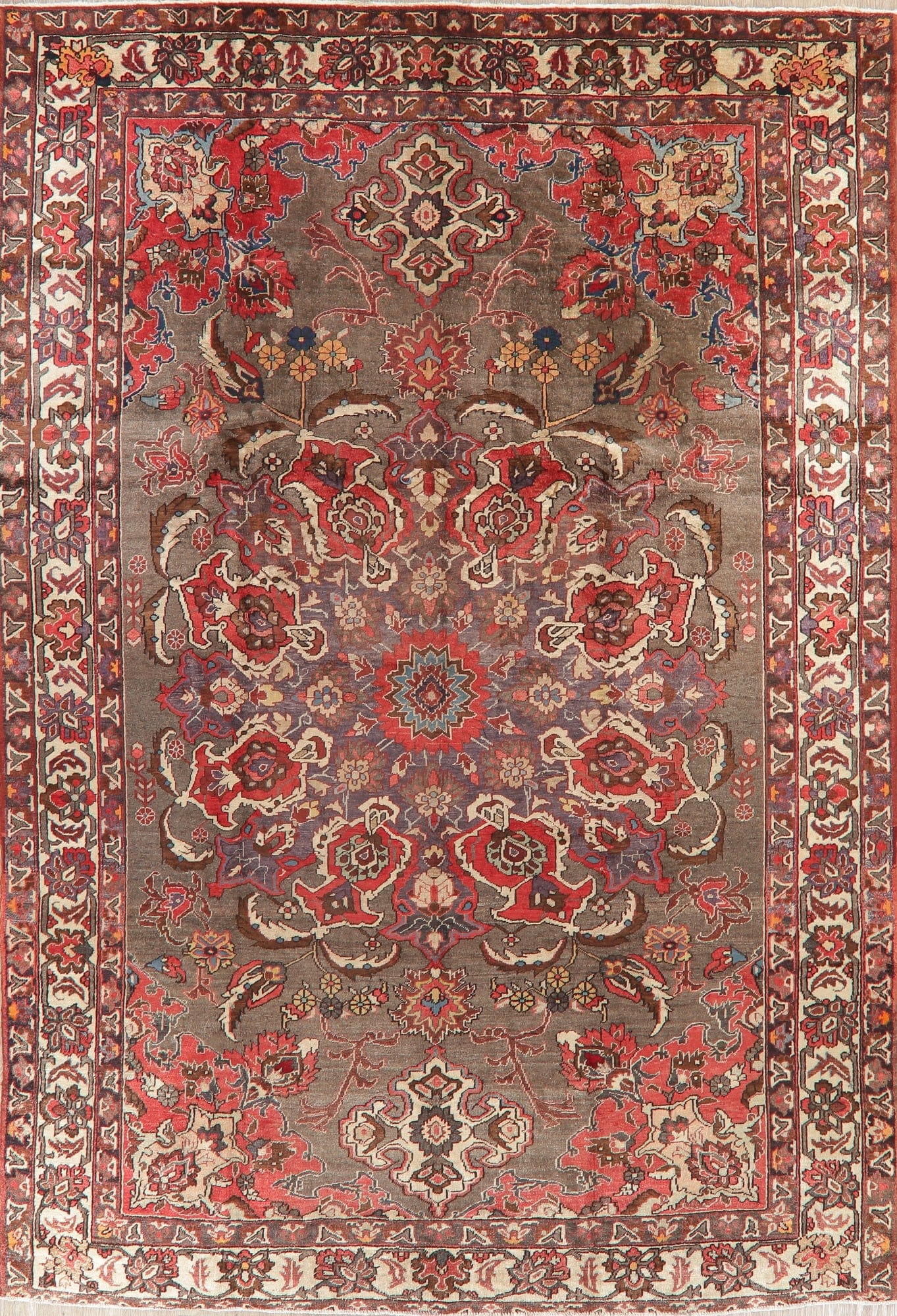 Vintage Brown Bakhtiari Persian Area Rug 8x12