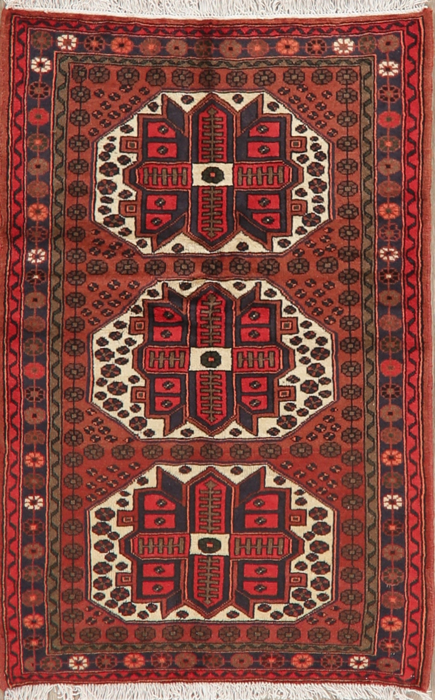 Geometric Hamedan Persian Area Rug 3x5