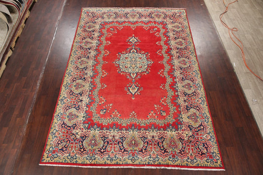 Vintage Red Floral Sarouk Persian Area Rug 9x12