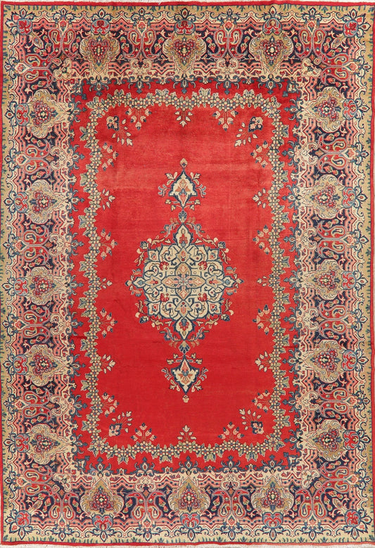 Vintage Red Floral Sarouk Persian Area Rug 9x12