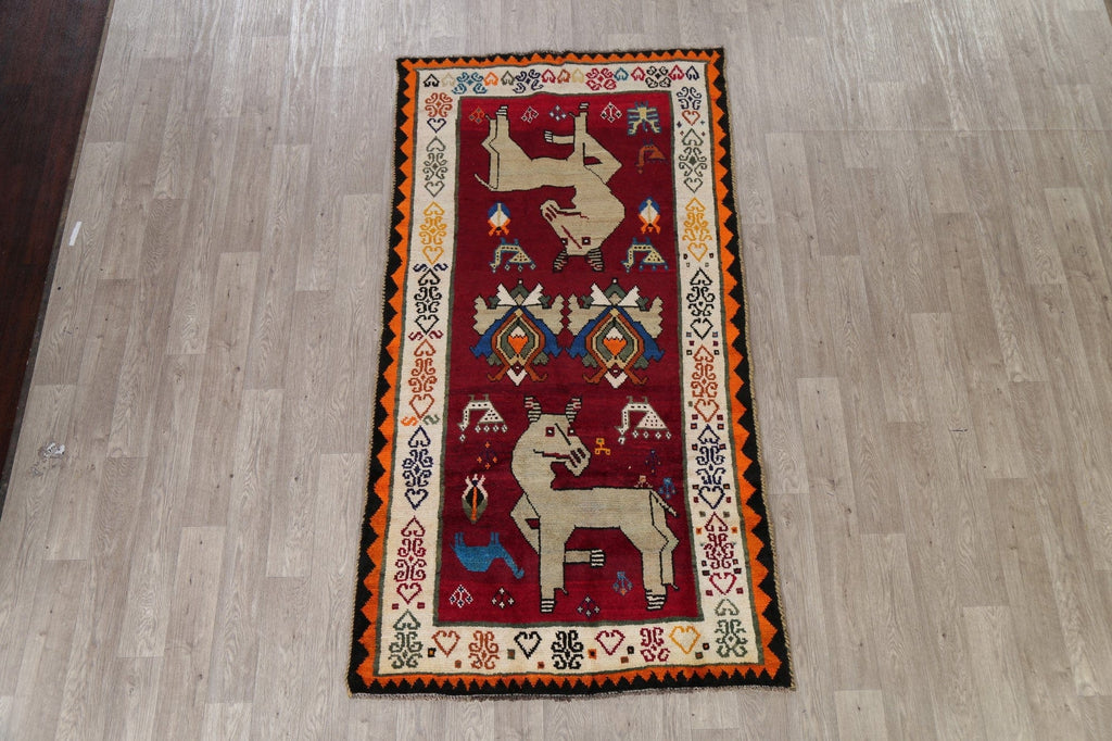 Animal Pictorial Tribal Gabbeh Shiraz Persian Area Rug 4x8