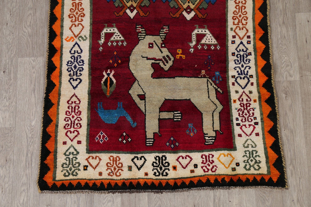 Animal Pictorial Tribal Gabbeh Shiraz Persian Area Rug 4x8