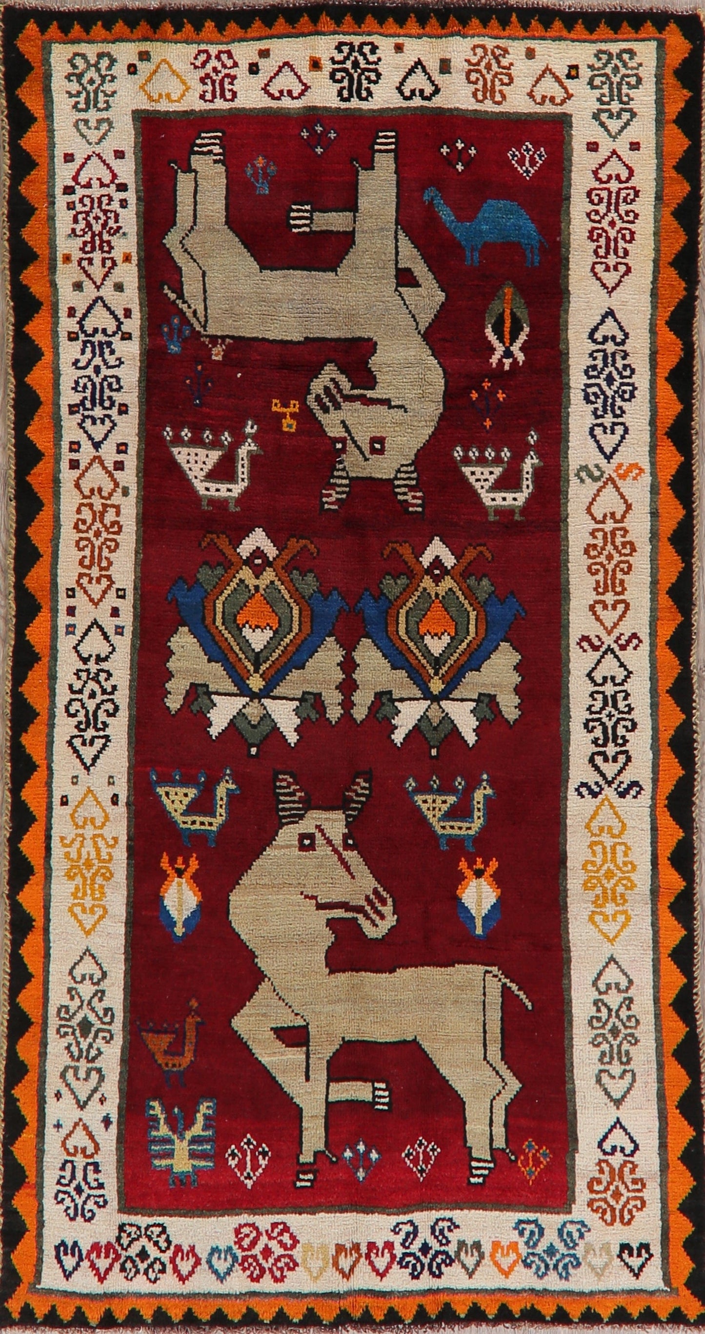 Animal Pictorial Tribal Gabbeh Shiraz Persian Area Rug 4x8