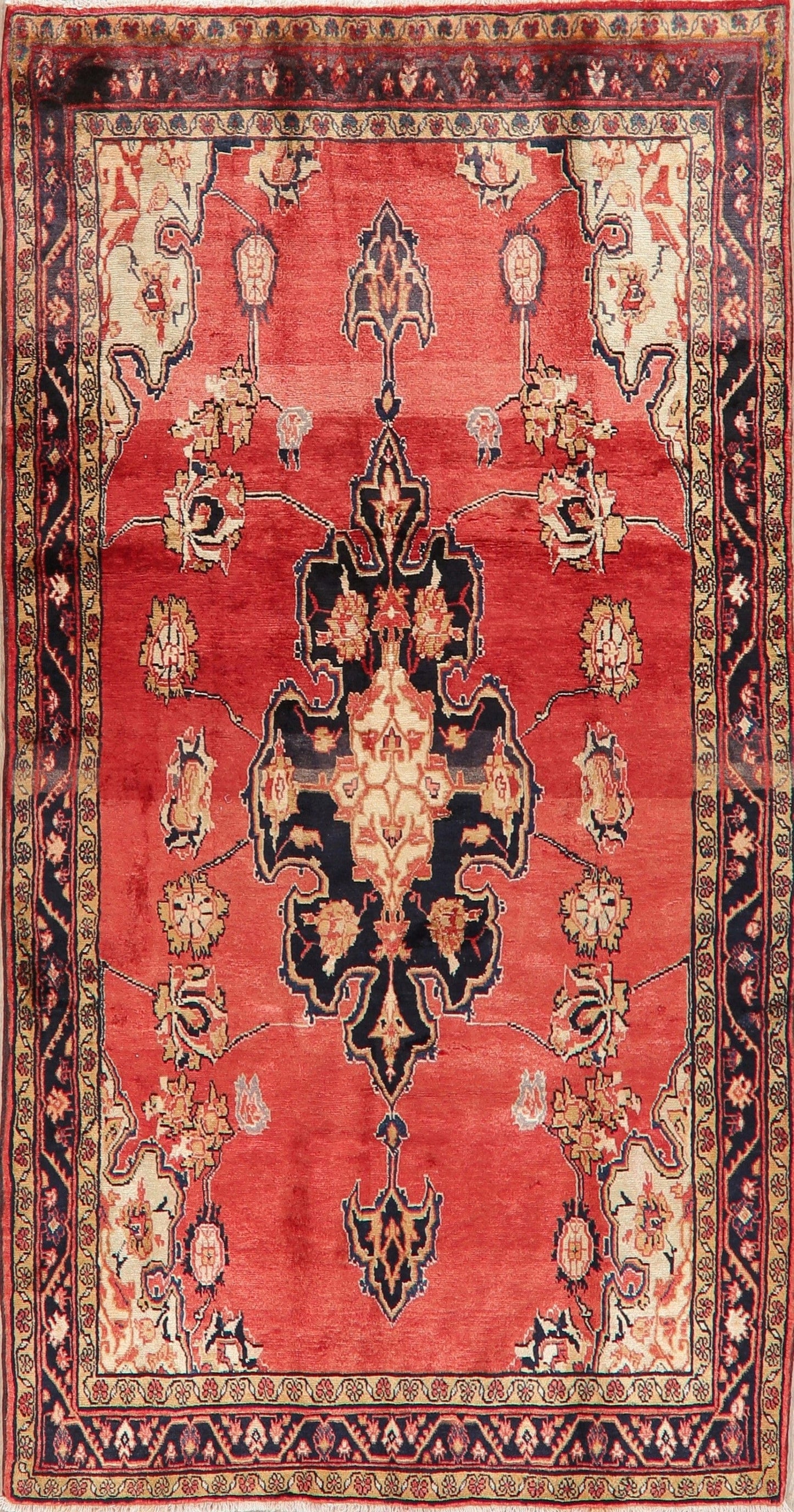 Vintage Red Sultanabad Persian Area Rug 5x9