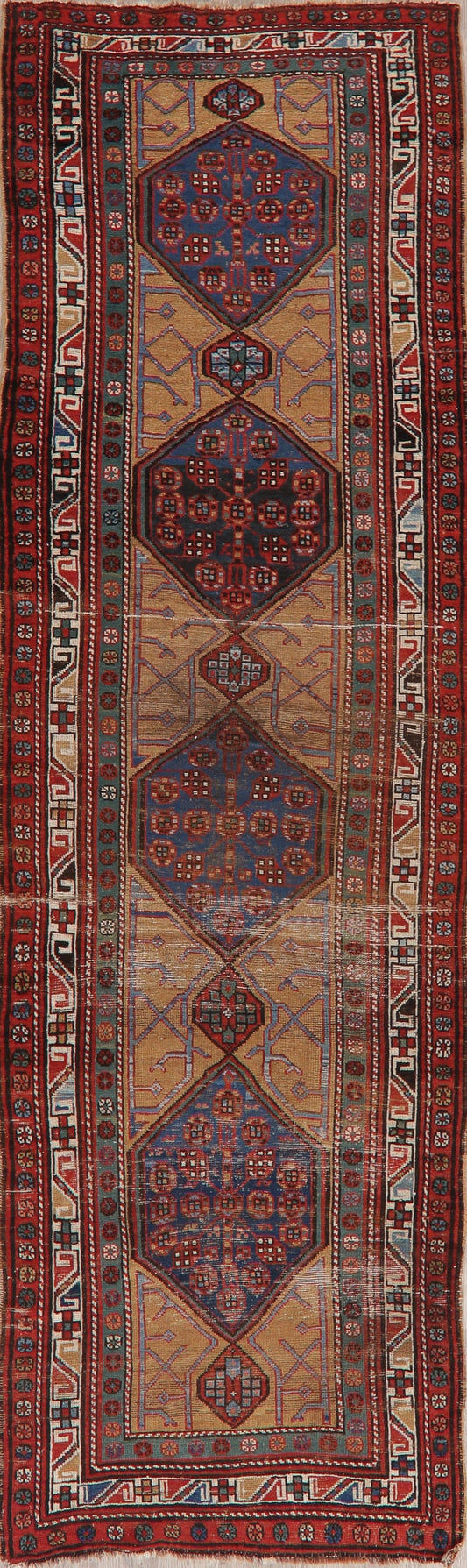 Antique Pre-1900 Vegetable Dye Heriz Bakhshayesh Persian Rug 4x13