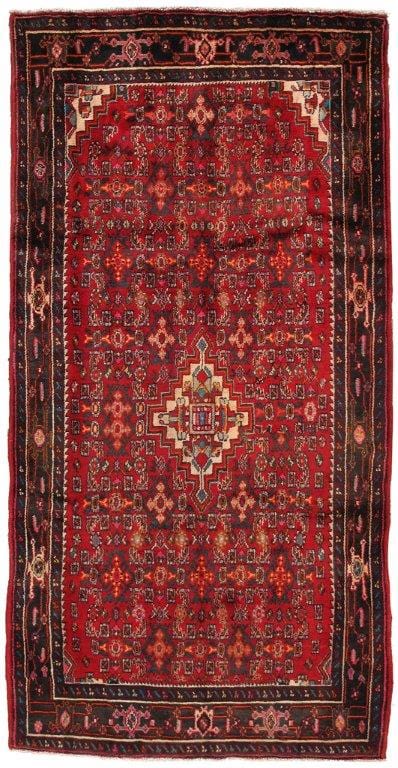 Vintage Shiraz Collection Red Lamb's Wool Area Rug- 5' 0" X 9'11"