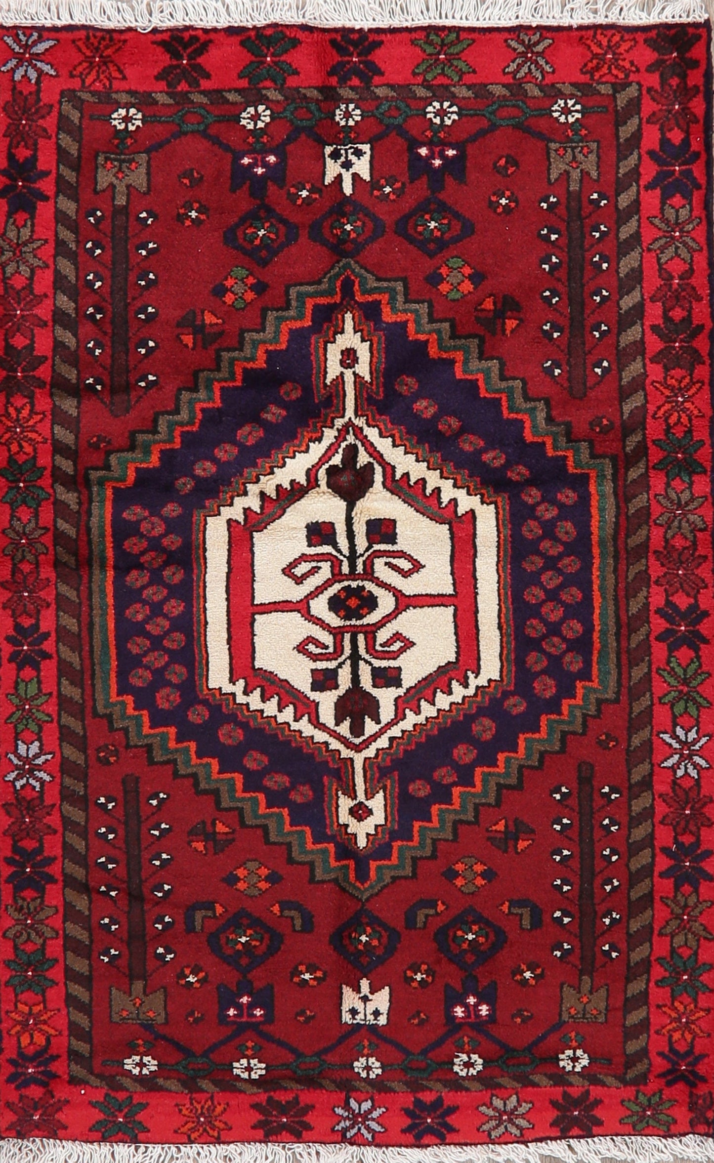 Tribal Geometric Hamedan Persian Area Rug 3x5