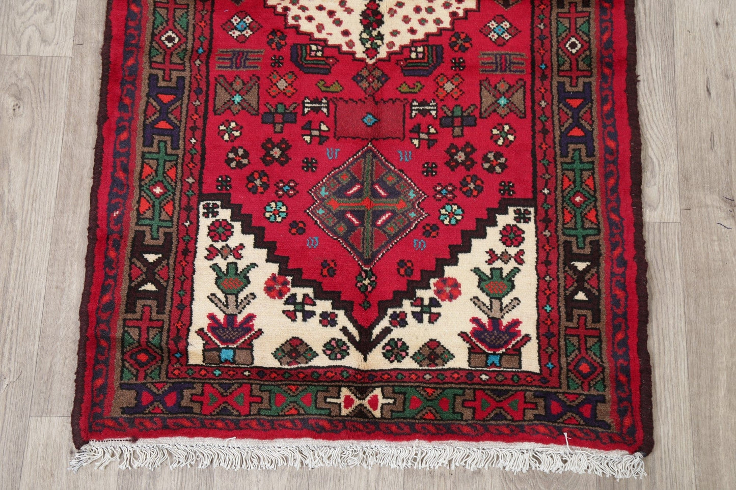 Tribal Geometric Hamedan Persian Area Rug 3x5