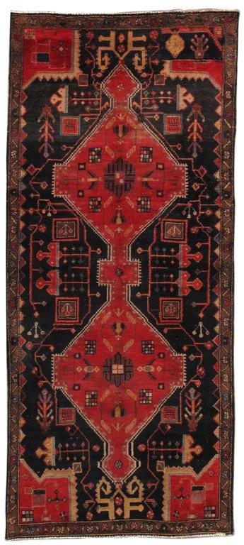 Vintage N.w. Collection Black Lamb's Wool Area Rug- 3' 6" X 7'10"