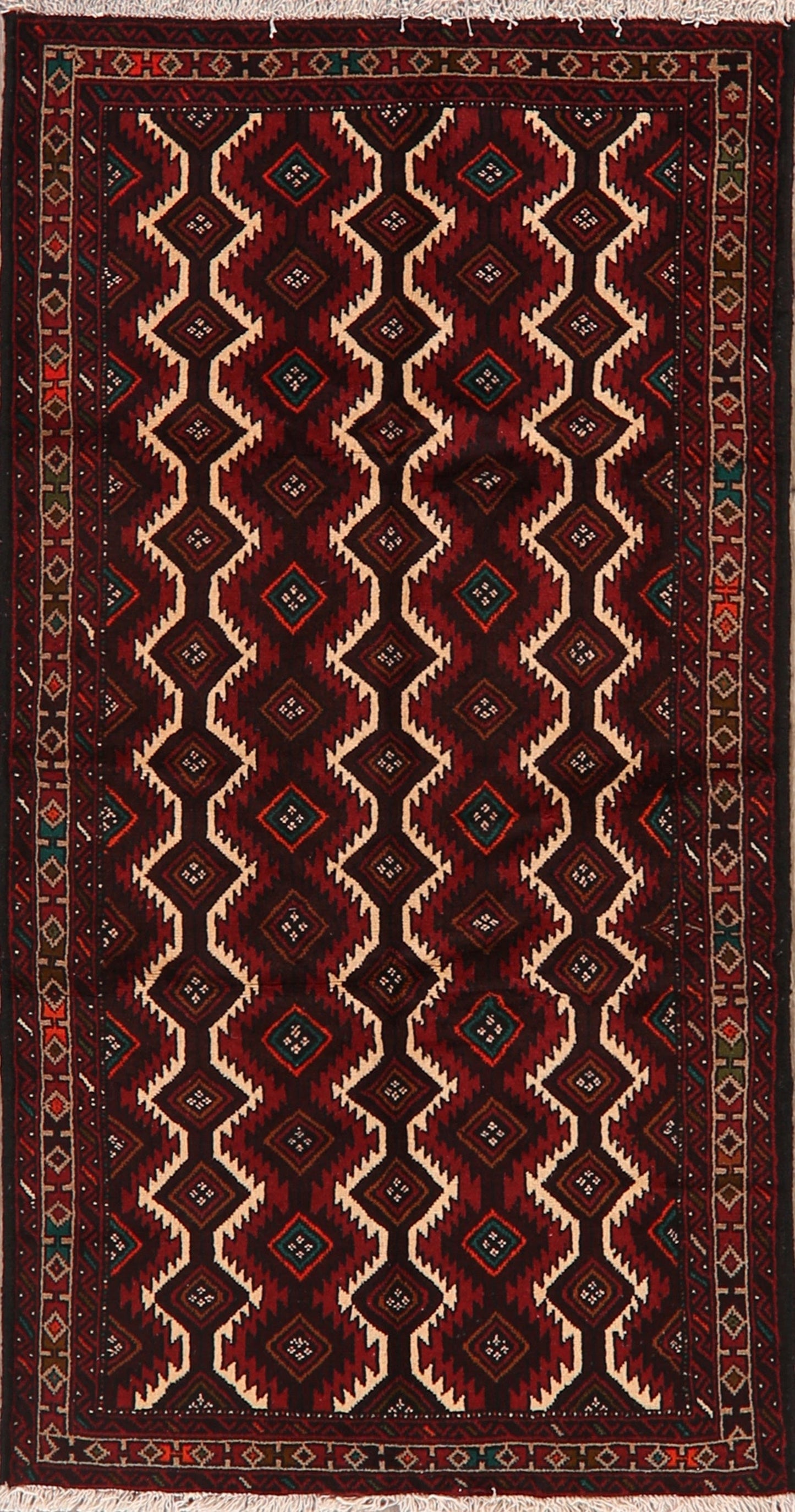 All-Over Geometric Balouch Oriental Area Rug 4x7