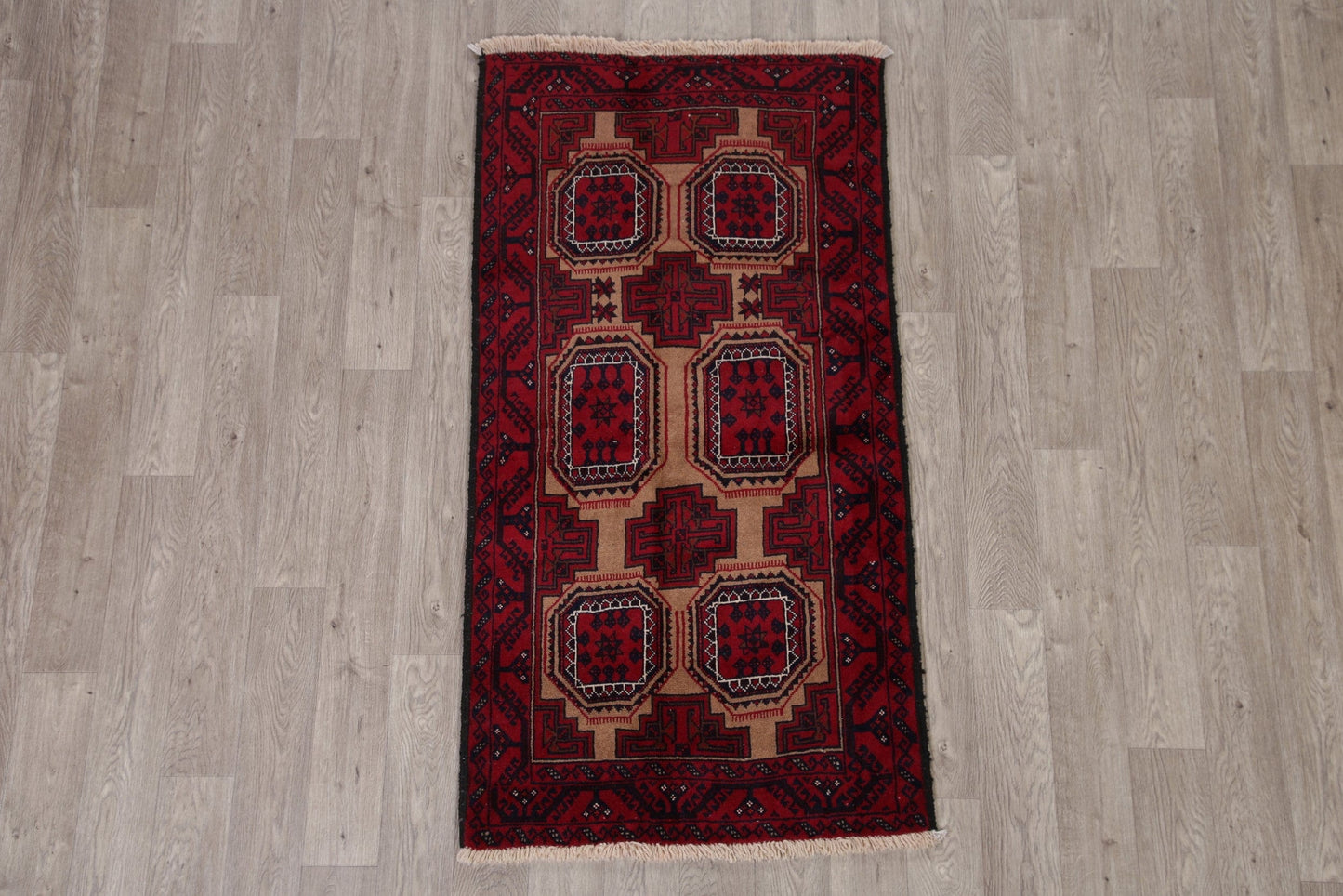 Geometric Brown Balouch Oriental Area Rug 3x6