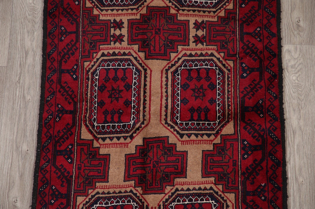 Geometric Brown Balouch Oriental Area Rug 3x6