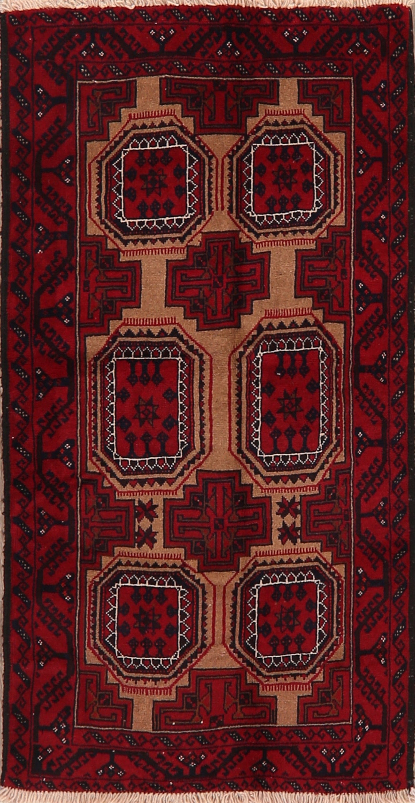 Geometric Brown Balouch Oriental Area Rug 3x6