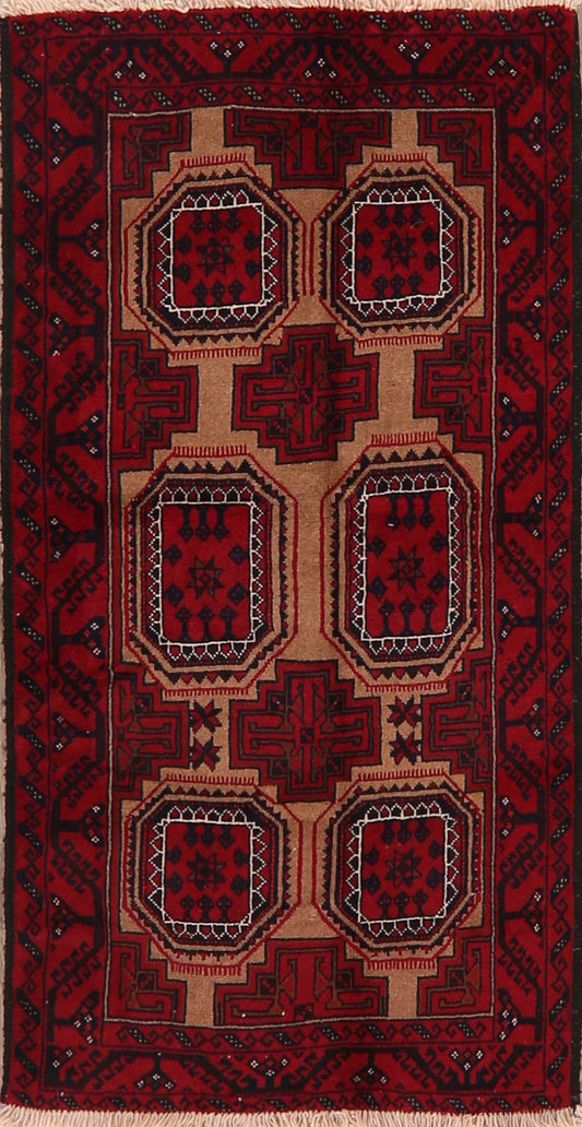 Geometric Brown Balouch Oriental Area Rug 3x6