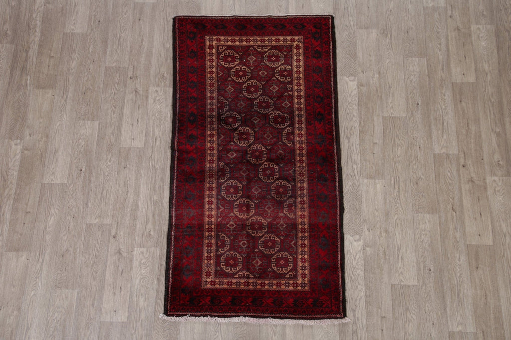 Geometric Red Balouch Oriental Area Rug 3x6