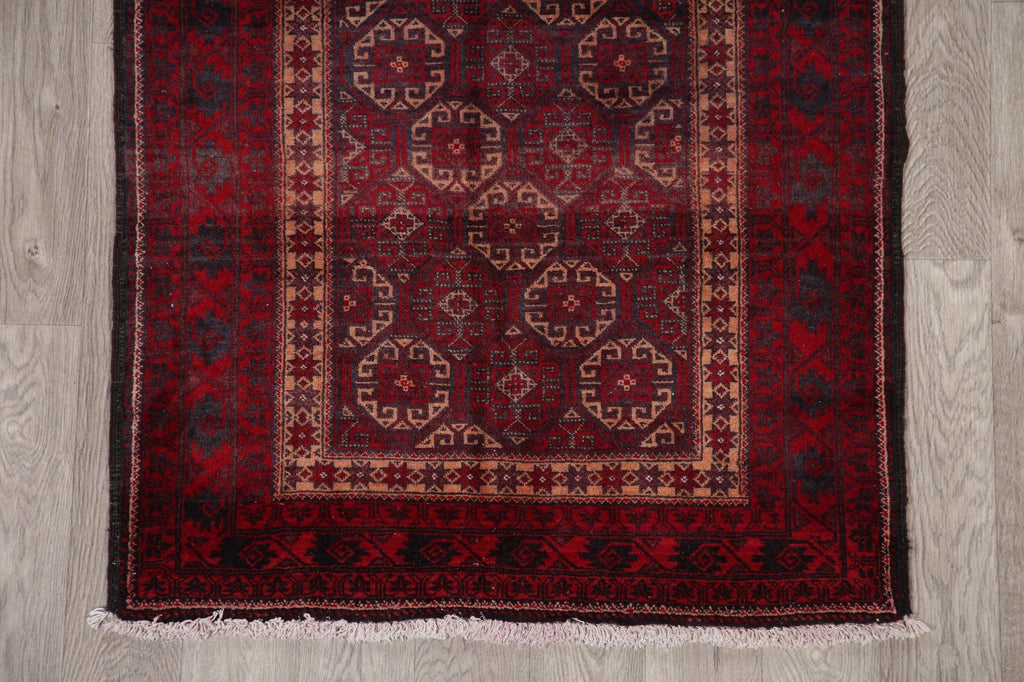 Geometric Red Balouch Oriental Area Rug 3x6