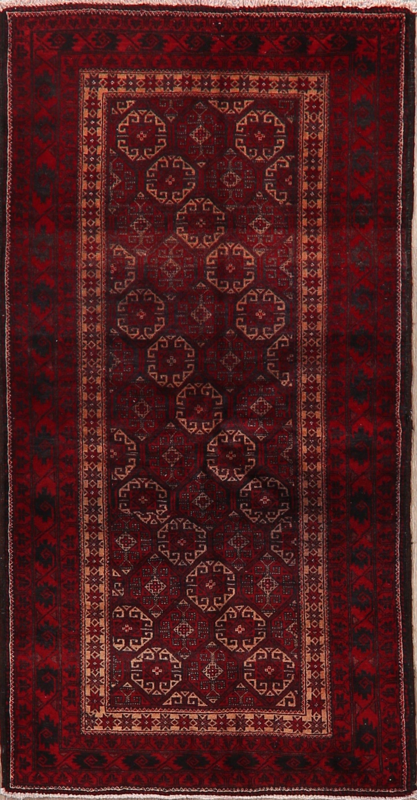 Geometric Red Balouch Oriental Area Rug 3x6