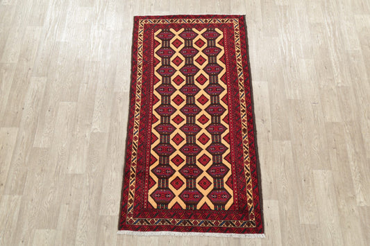 Geometric Balouch Afghan Oriental Wool Rug 3x6