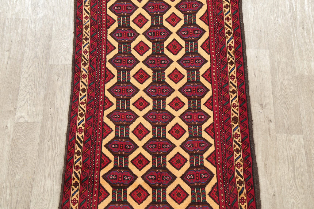 Geometric Balouch Afghan Oriental Wool Rug 3x6