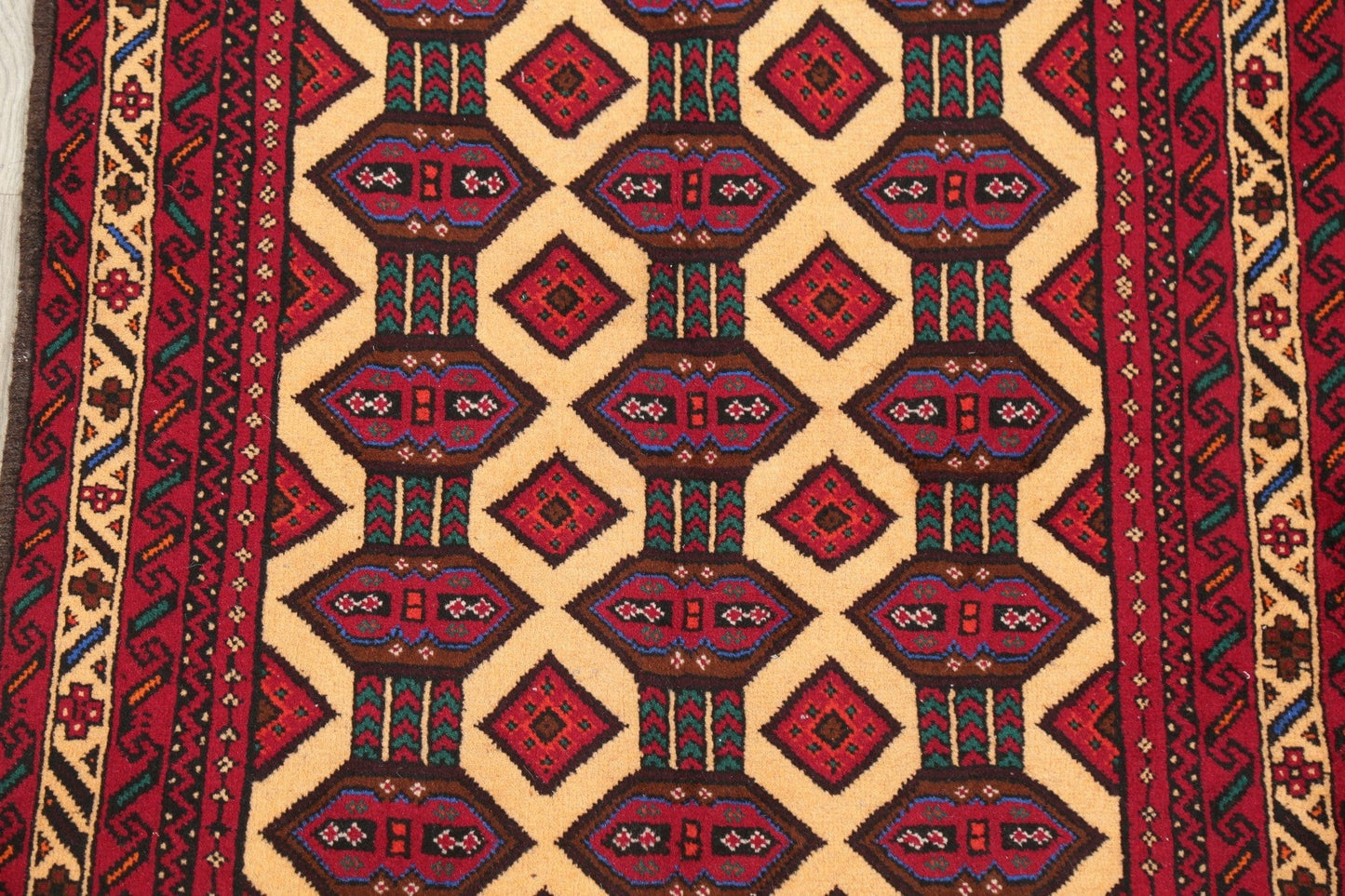 Geometric Balouch Afghan Oriental Wool Rug 3x6