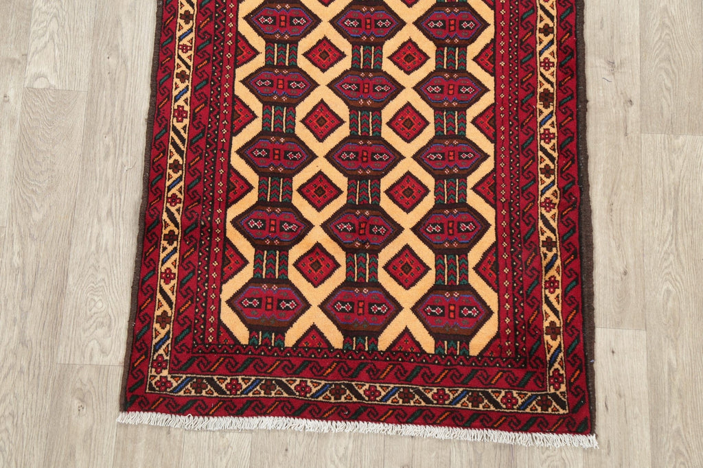 Geometric Balouch Afghan Oriental Wool Rug 3x6