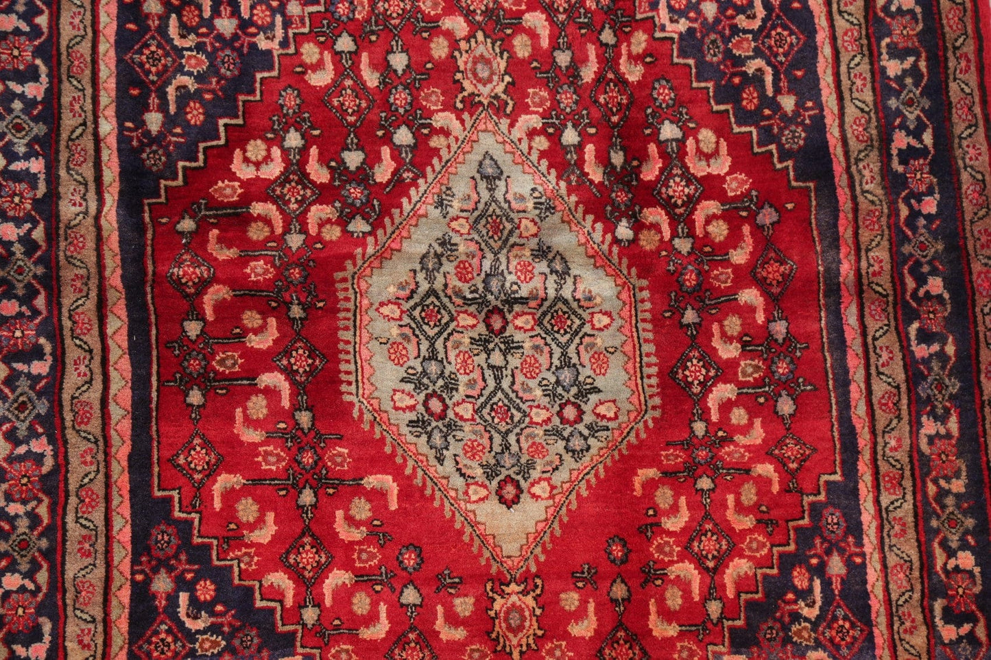 Geometric Red Bidjar Persian Area Rug 4x6