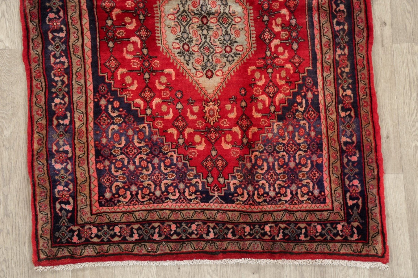 Geometric Red Bidjar Persian Area Rug 4x6