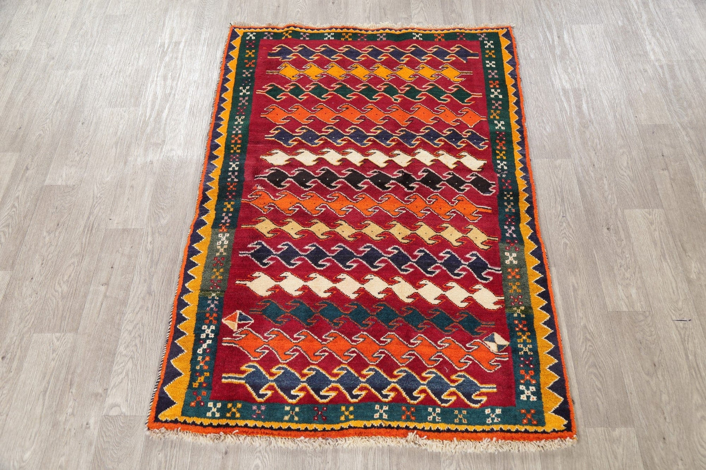 Geometric Gabbeh Red Persian Area Rug 4x6