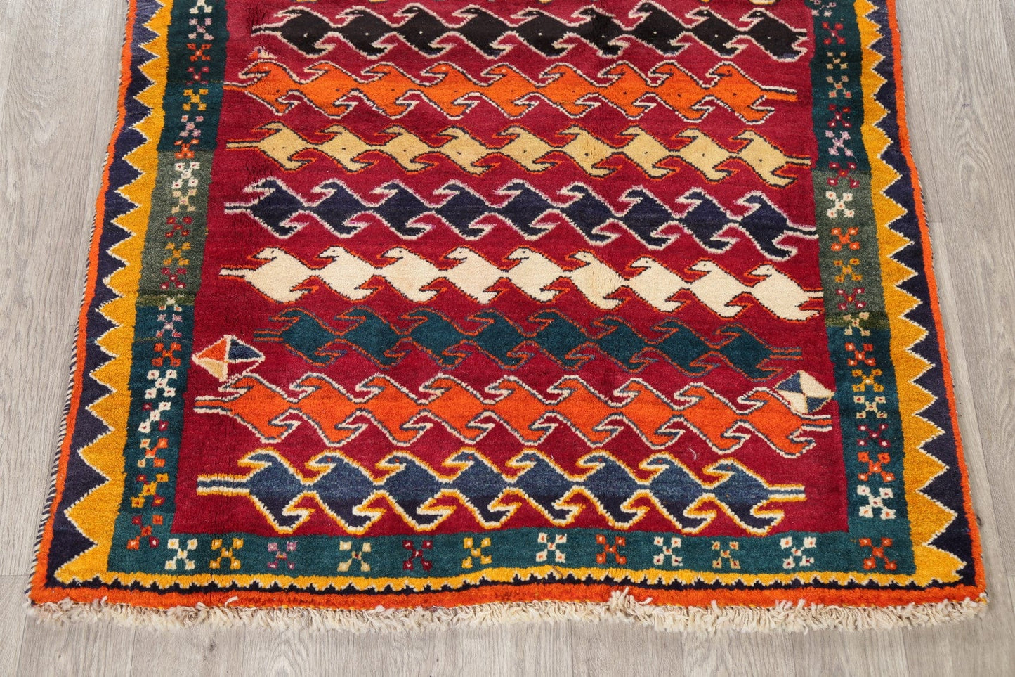 Geometric Gabbeh Red Persian Area Rug 4x6