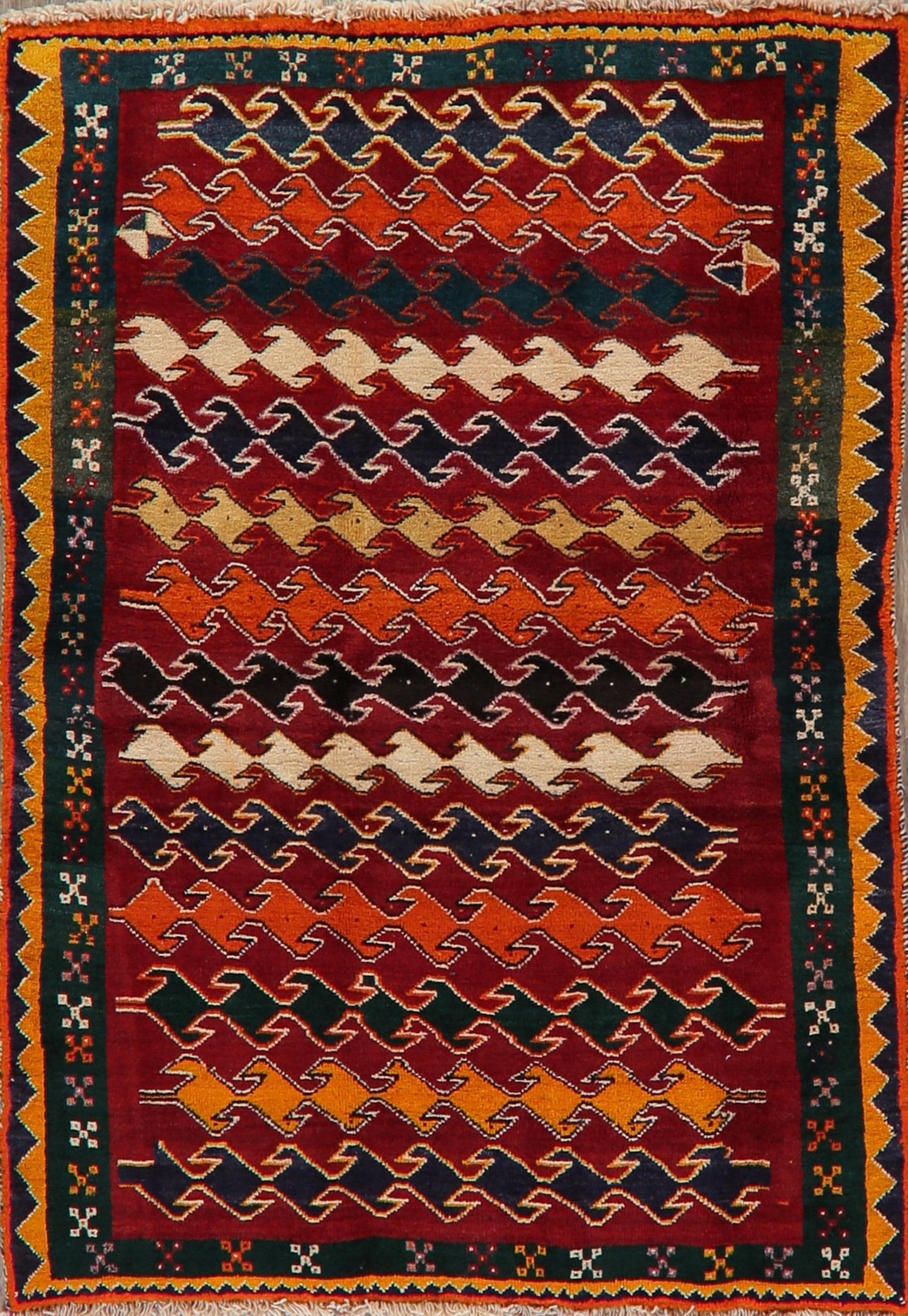 Geometric Gabbeh Red Persian Area Rug 4x6