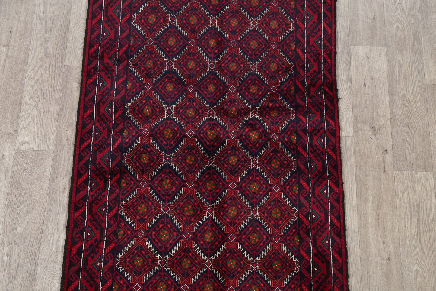 Geometric Red Balouch Oriental Area Rug 3x6