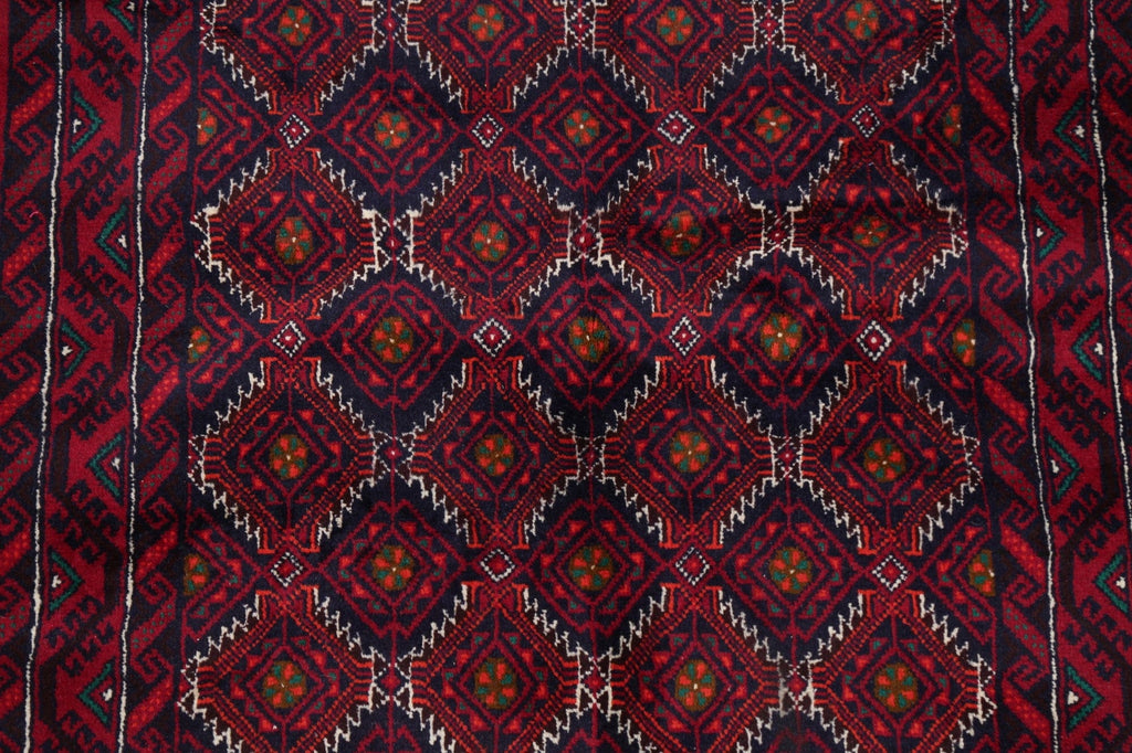 Geometric Red Balouch Oriental Area Rug 3x6