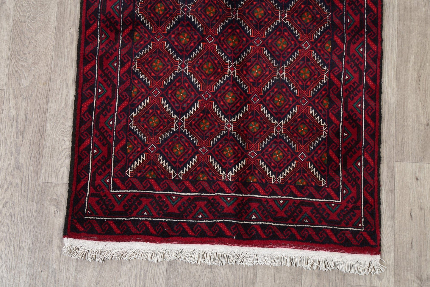 Geometric Red Balouch Oriental Area Rug 3x6