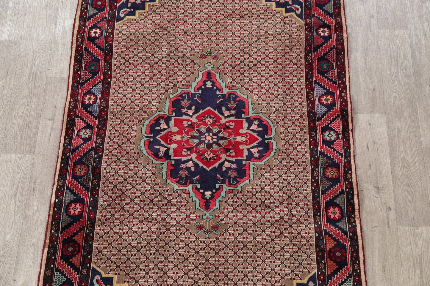 Brown Geometric Ardebil Persian Area Rug 4x7