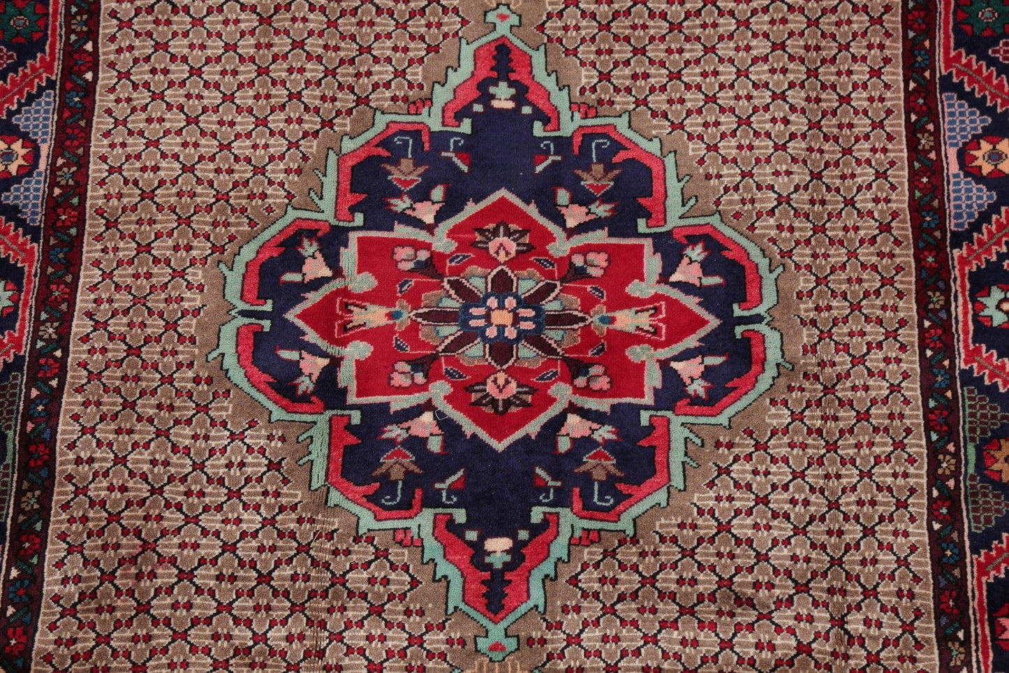 Brown Geometric Ardebil Persian Area Rug 4x7