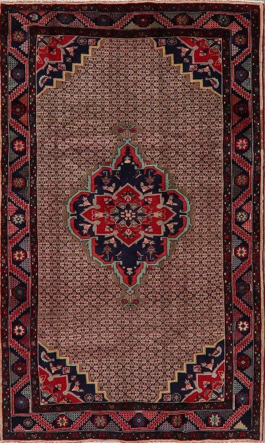 Brown Geometric Ardebil Persian Area Rug 4x7