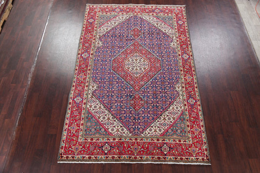 Navy Blue Geometric Tabriz Persian Area Rug 6x10