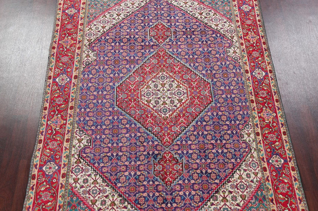 Navy Blue Geometric Tabriz Persian Area Rug 6x10