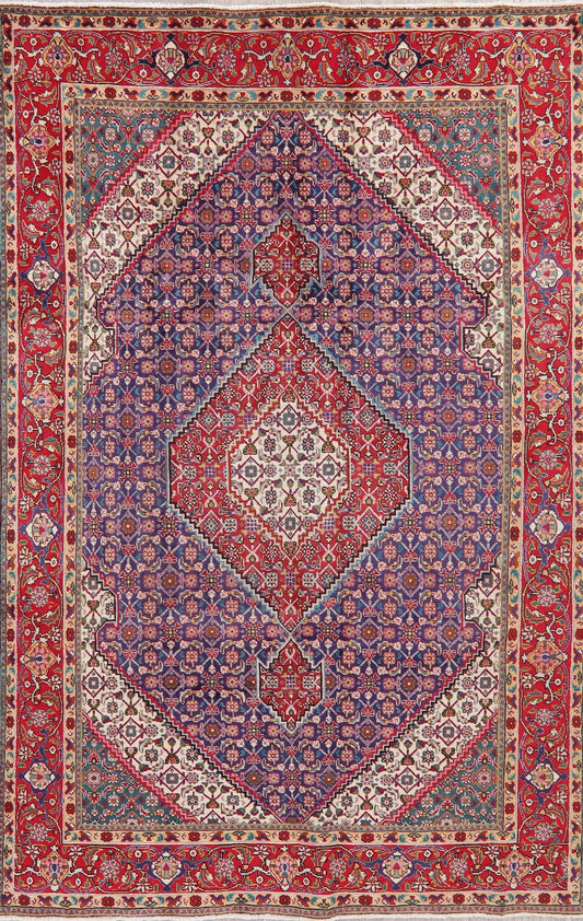 Navy Blue Geometric Tabriz Persian Area Rug 6x10