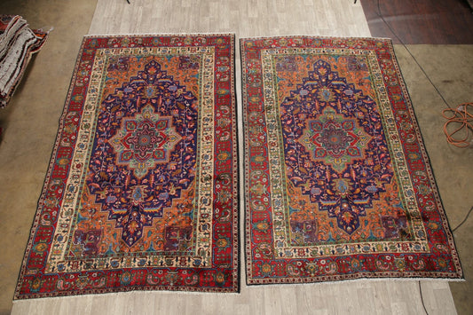 Set of 2 Geometric Tabriz Persian Area Rug 7x11