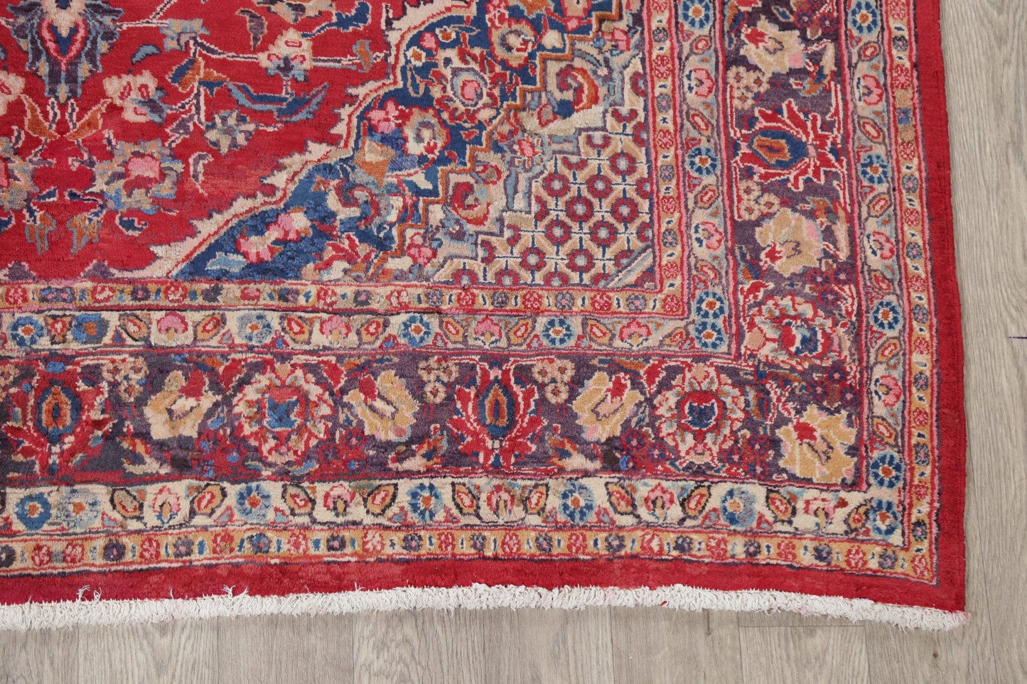 Vintage Floral Red Mashad Persian Area Rug 7x10